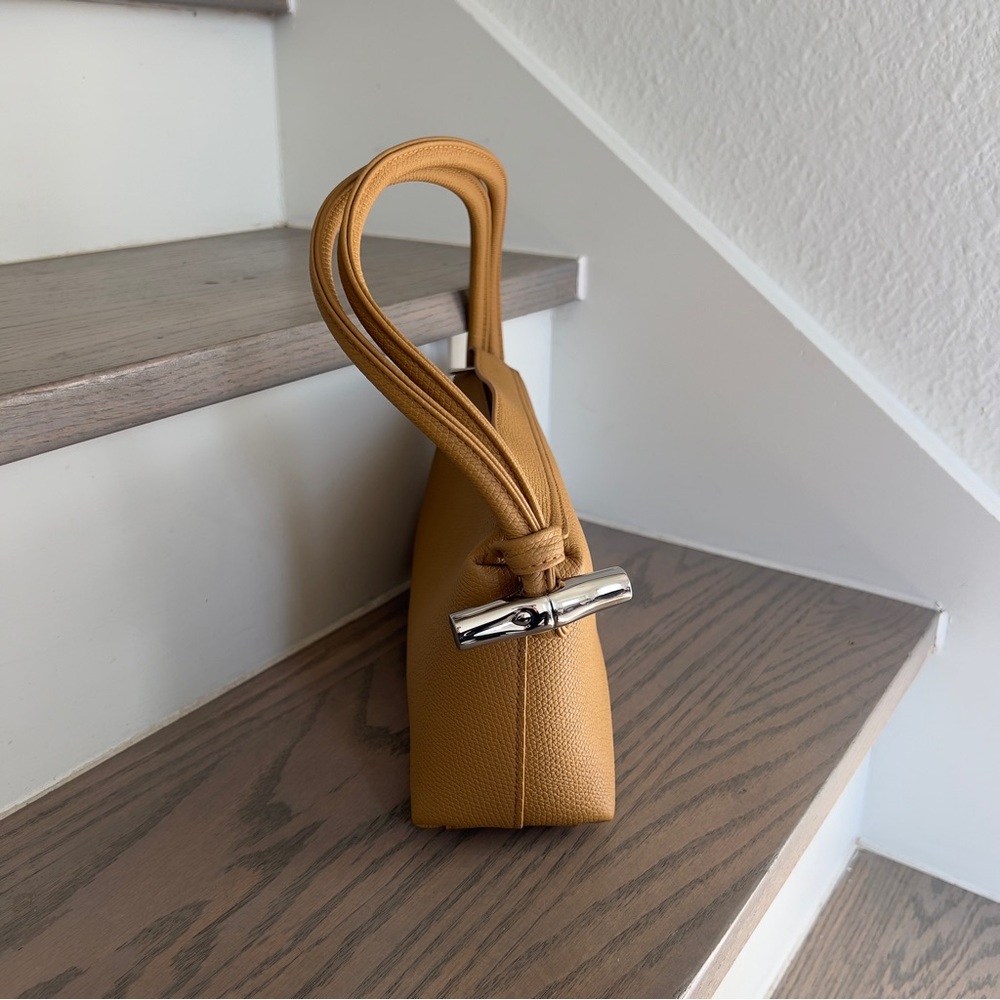 NWOT Longchamp Le Roseau M Leather Shoulder Bag in Walnut Brown - Picture 9 of 13